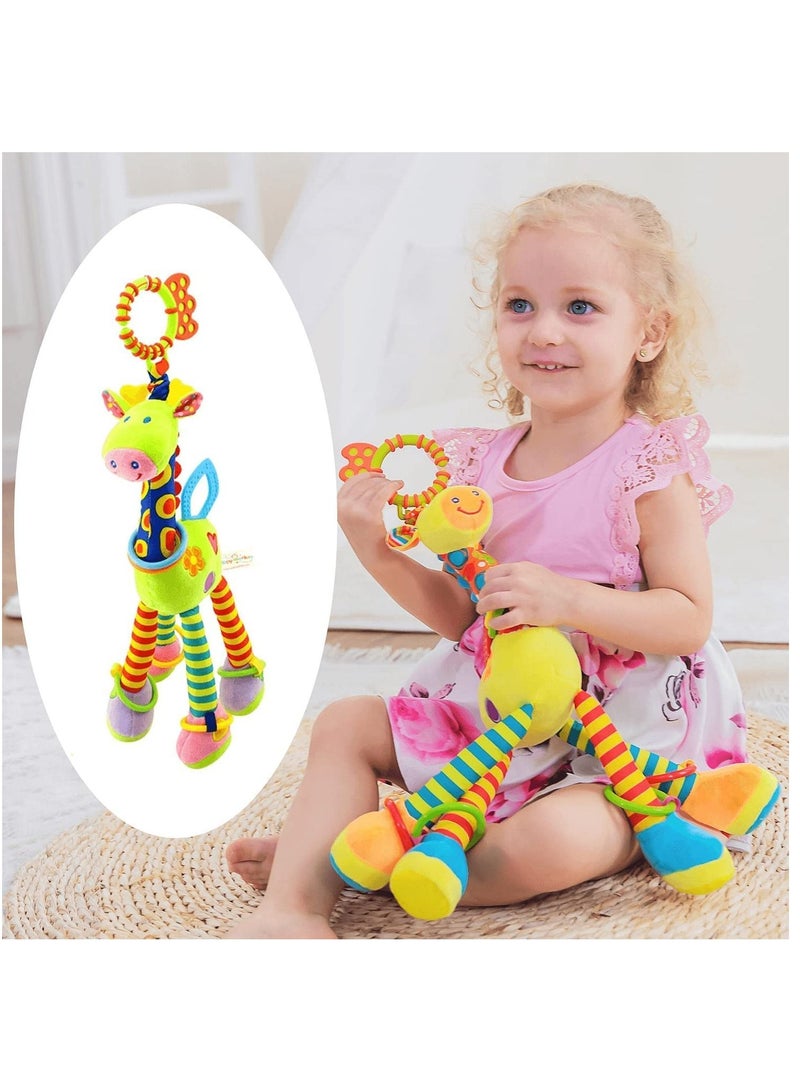 Car Seat Toys Hanging Baby Stroller Toys Baby Rattles 0-11 Months for Baby Stroller Colorful Animal Bell Rattle for Infants Sensory Soft Baby Musical Toys for Moving for Newborn Boys Girls Gifts