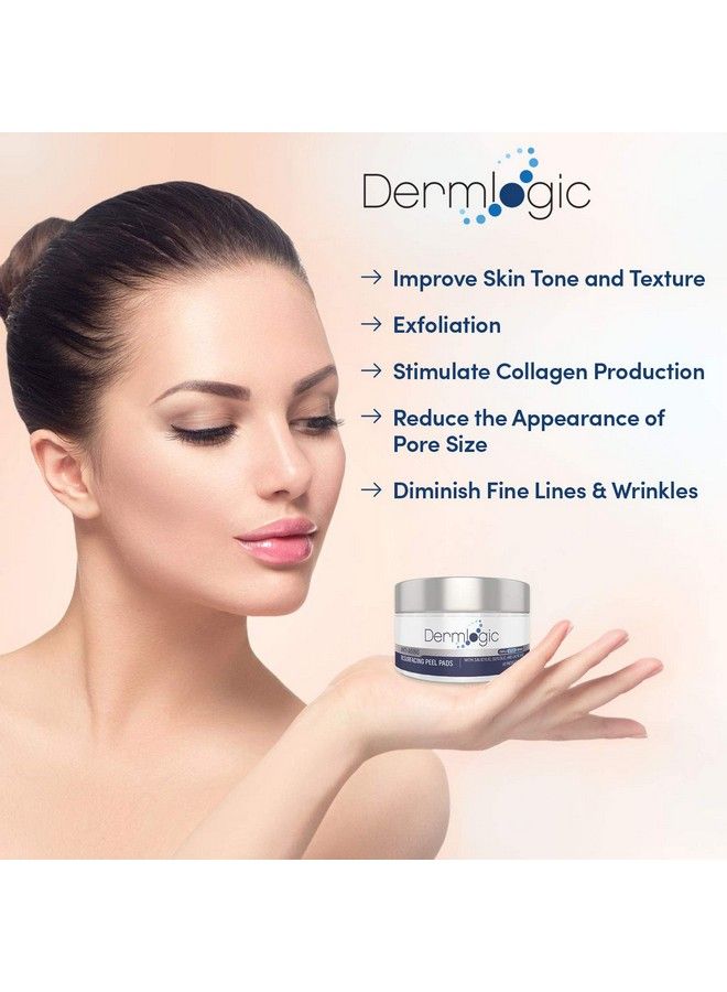 Anti Aging Resurfacing Peel Pads Contains Salicylic Glycolic & Lactic For Face & Body. Includes Hyaluronic & Witch Hazel Green Tea & Aloe Vera. Exfoliates To Correct Dark Spots & Scars.