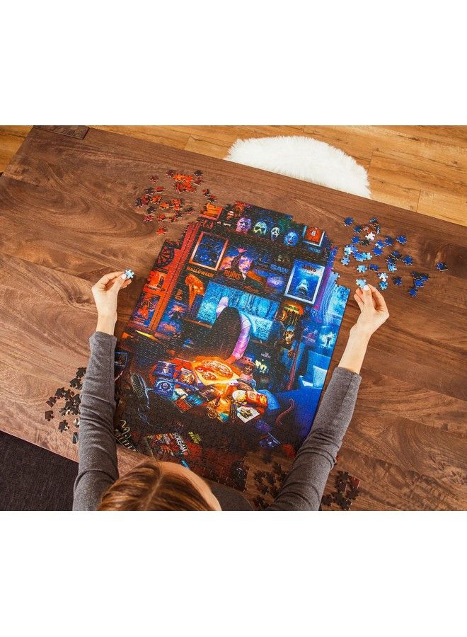 House Of Horrors And Scary Movies 1000 Piece Jigsaw Puzzle By Rachid Lotf ; Interactive Brain Teaser Board Game For Adults Educational Toys & Games ; 28 X 20 Inches