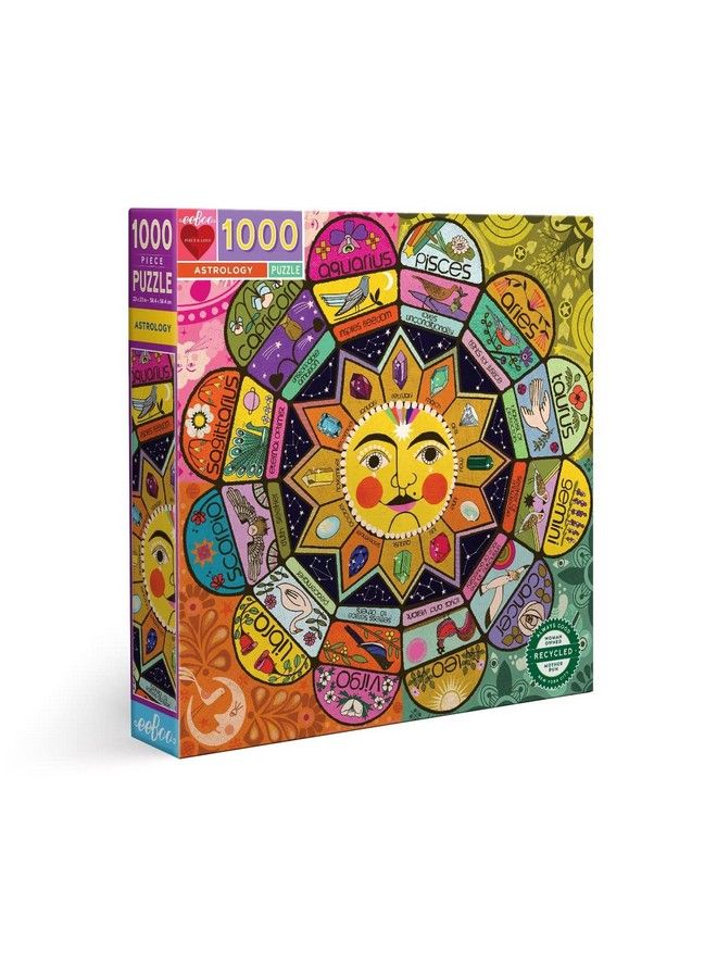 : Piece And Love Astrology 1000 Piece Square Jigsaw Puzzle Includes The Four Elements Earth Wind Fire And Air Glossy Sturdy Puzzle Pieces