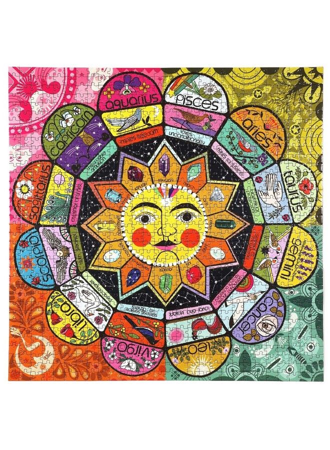 : Piece And Love Astrology 1000 Piece Square Jigsaw Puzzle Includes The Four Elements Earth Wind Fire And Air Glossy Sturdy Puzzle Pieces