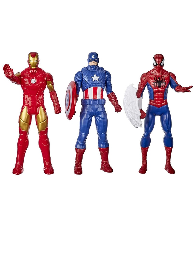 Action Figure Toy 3-Pack, Iron Man, 6-inch Figures, Spider-Man, Captain America, For Kids Ages 4 and Up