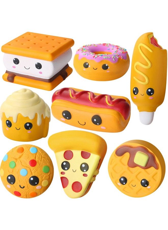 8 Pcs Slow Rising Squishy Toys Food Stress Toys In Hot Dog Cake Bread Smore Pizza Biscuit Waffle Donut Squishy Toys Foam Squeeze Toy For Teens Adults Anxiety Stress Relief Toys