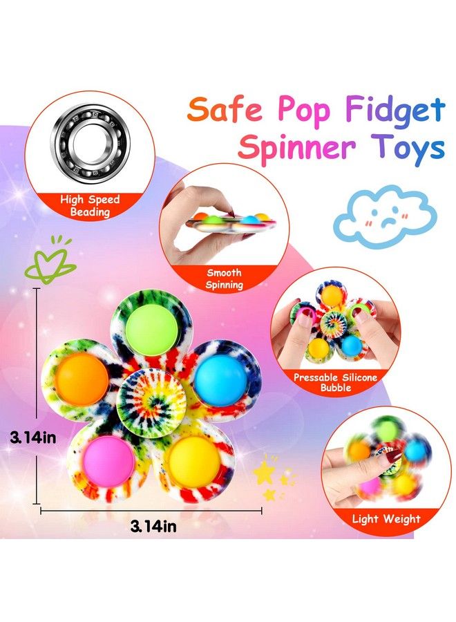 Fidget Spinners Pop 2 Pack Kids Fidget Toys Bulk Goodie Bag Stuffers Kids Party Favors Adhd Autism Sensory Toys Toddler Classroom Prizes