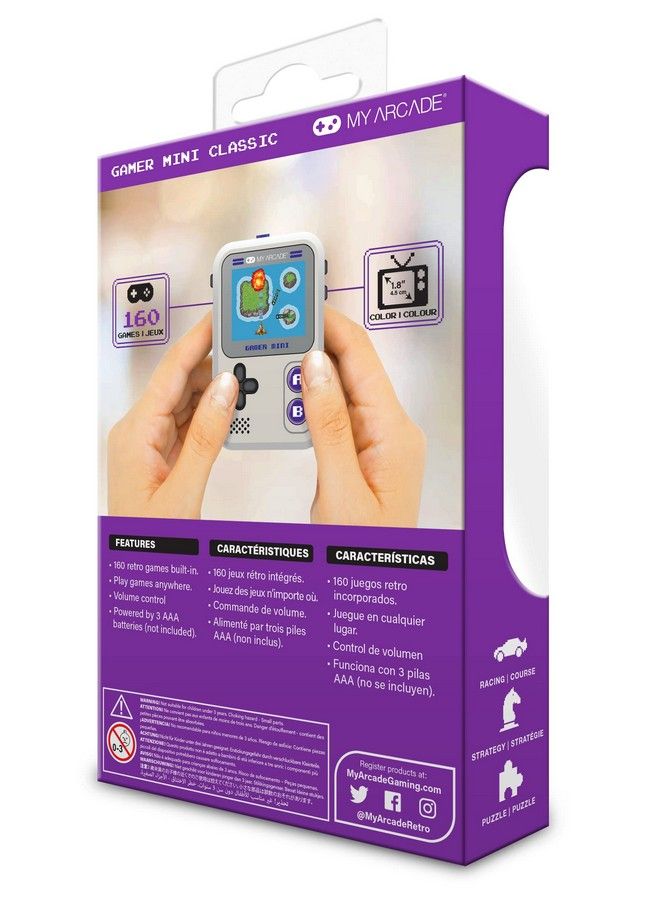 Gamer Mini Classicpurple: Miniature Handheld Gaming System Packed With 160 Games 1.8 Color Display (Dgun3924) Small