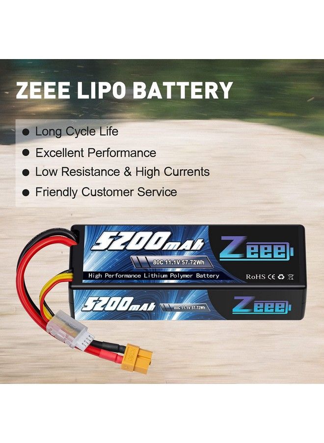 3S 5200Mah Lipo Battery 11.1V 80C Hard Case With Xt60 Connector For Rc Car Truck Boat Airplane Quadcopter Helicopter Racing Hobby