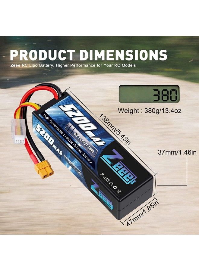 3S 5200Mah Lipo Battery 11.1V 80C Hard Case With Xt60 Connector For Rc Car Truck Boat Airplane Quadcopter Helicopter Racing Hobby