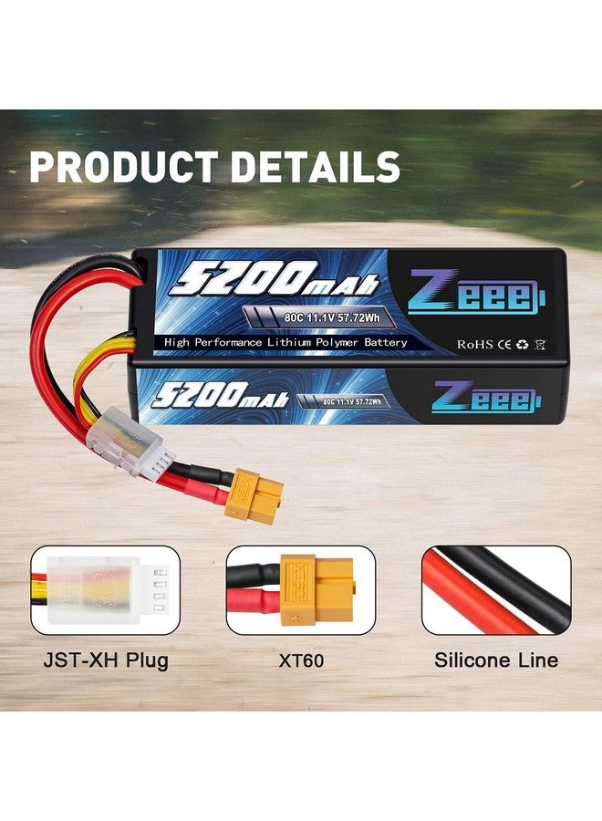 3S 5200Mah Lipo Battery 11.1V 80C Hard Case With Xt60 Connector For Rc Car Truck Boat Airplane Quadcopter Helicopter Racing Hobby