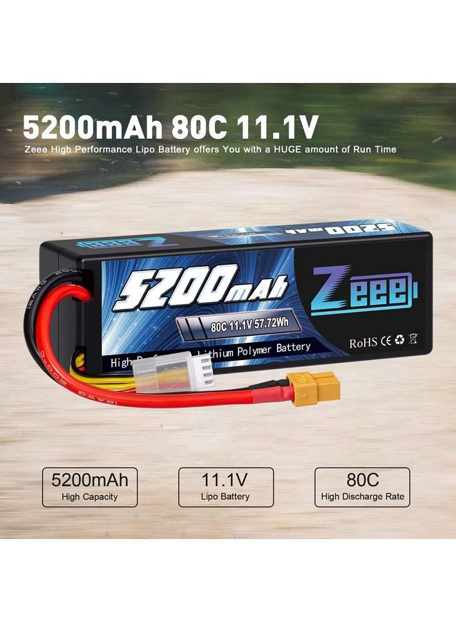 3S 5200Mah Lipo Battery 11.1V 80C Hard Case With Xt60 Connector For Rc Car Truck Boat Airplane Quadcopter Helicopter Racing Hobby