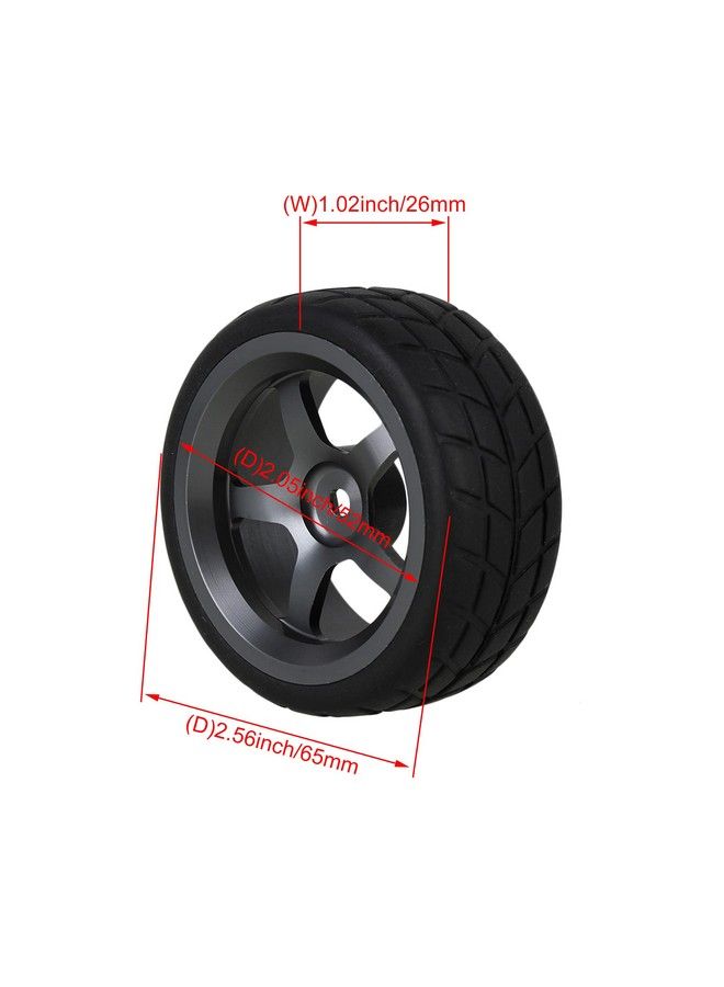 Grey 5 Spoke Aluminium Alloy Wheel Rims & Black Square Pattern Rubber Tyres Tires For Rc 1:10 On Road Racing Car Set Of 4