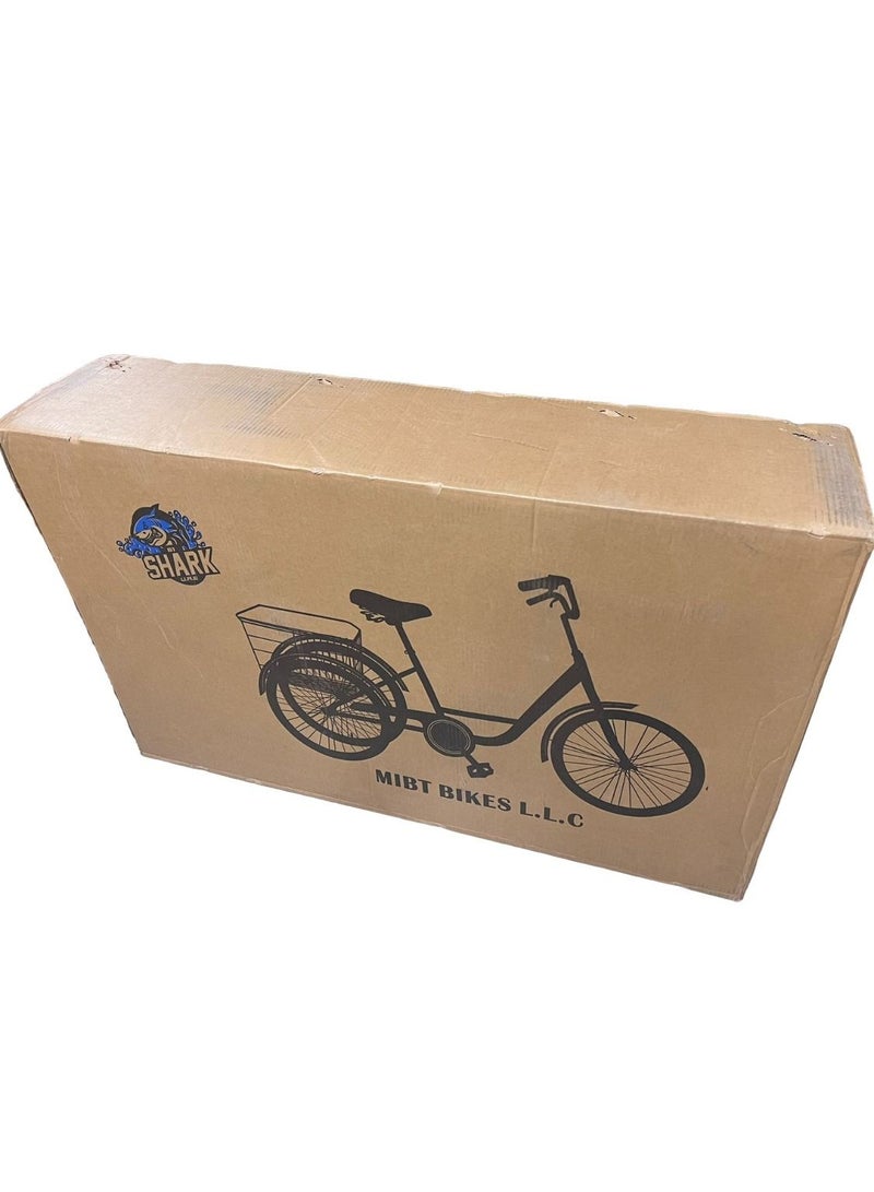 Shark 61 U.A.E 24 inch three wheel adult Tricycle with Rear Basket