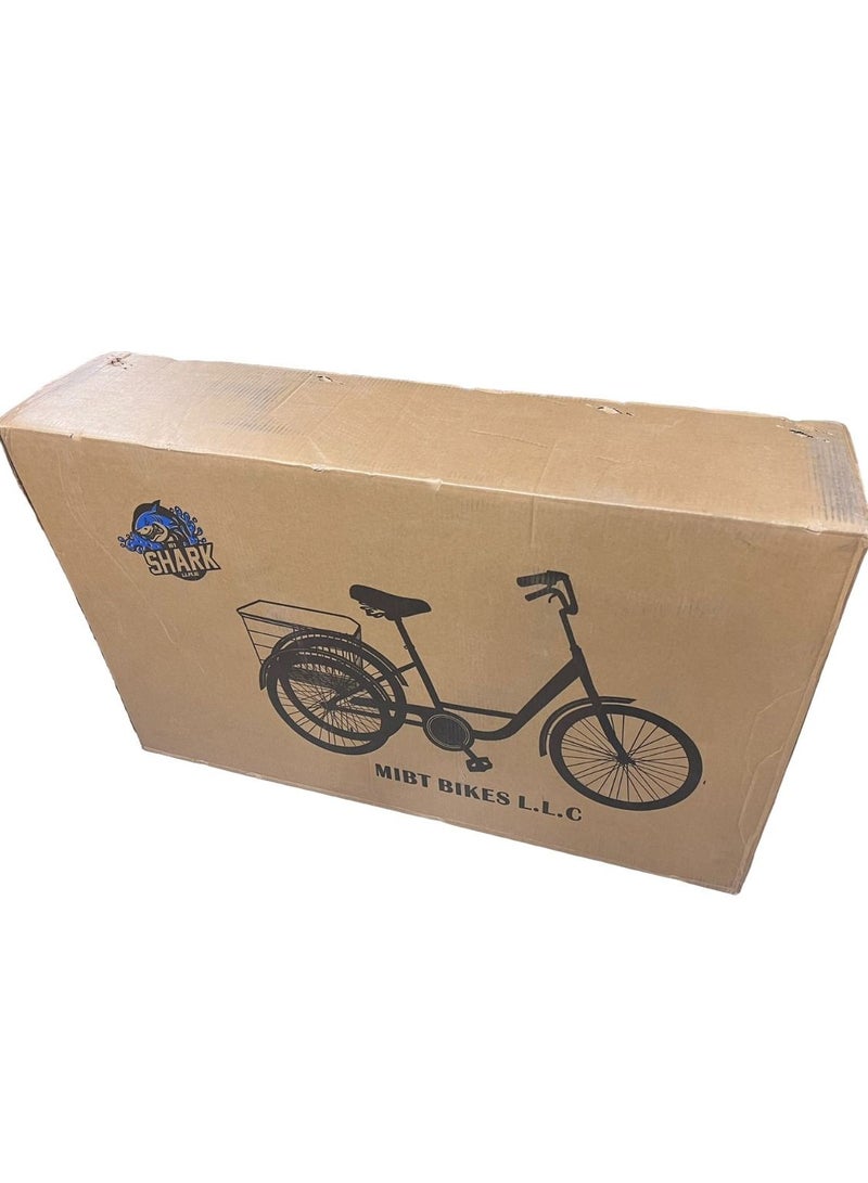Shark 61 U.A.E 24 inch three wheel adult Tricycle with Rear Basket