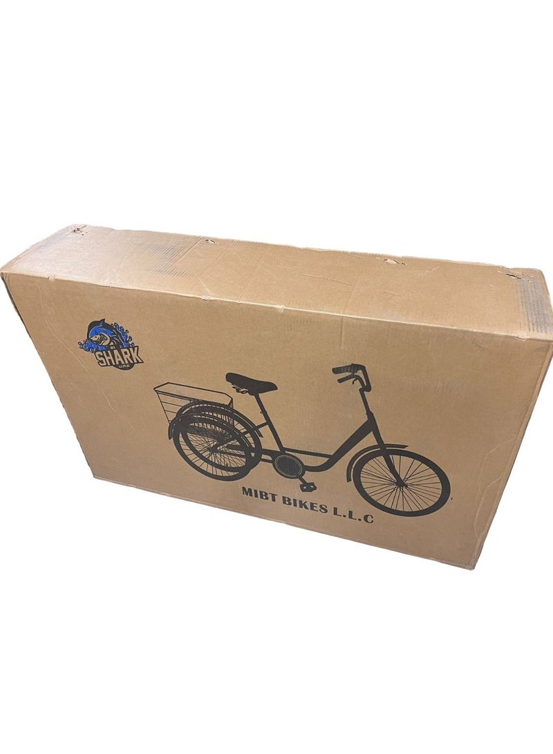 Shark 61 U.A.E 24 inch three wheel adult Tricycle with Rear Basket