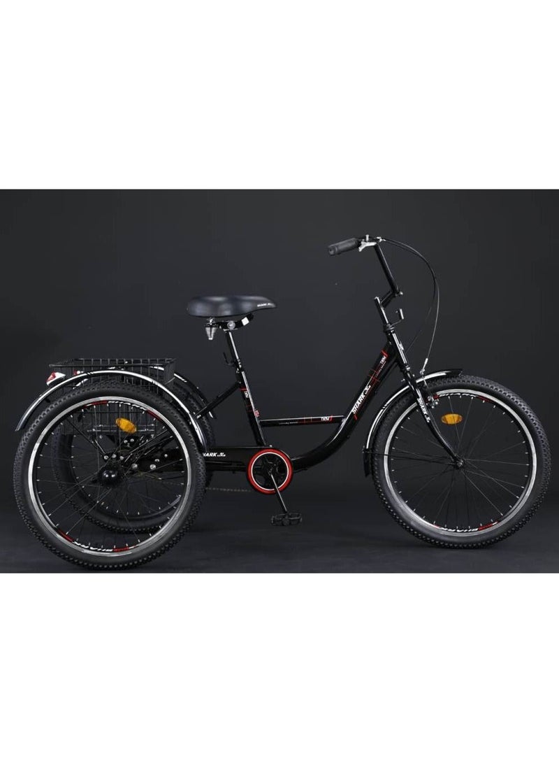 Shark 61 U.A.E 24 inch three wheel adult Tricycle with Rear Basket