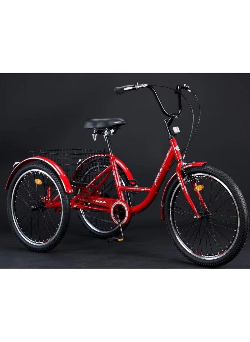 Shark 61 U.A.E 24 inch three wheel adult Tricycle with Rear Basket