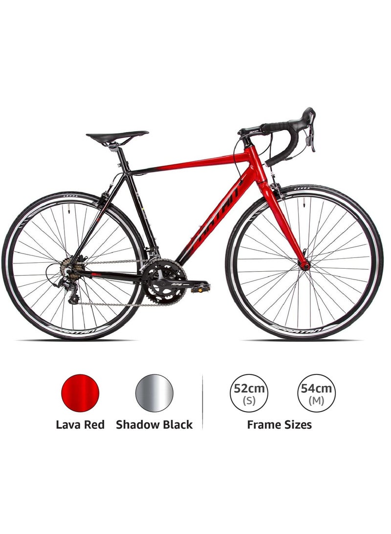 SPARTAN 700C Peloton Road Bicycle | Alloy Frame Road Bike | Light weight Cycle | Fitness Road Bicycles | Size - Medium (54Cm) Lava Red