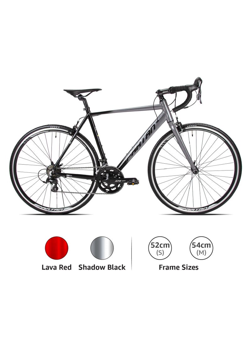 SPARTAN 700C Peloton Road Bicycle | Alloy Frame Road Bike | Light weight Cycle | Fitness Road Bicycles | Size - Small (52Cm) Shadow Black