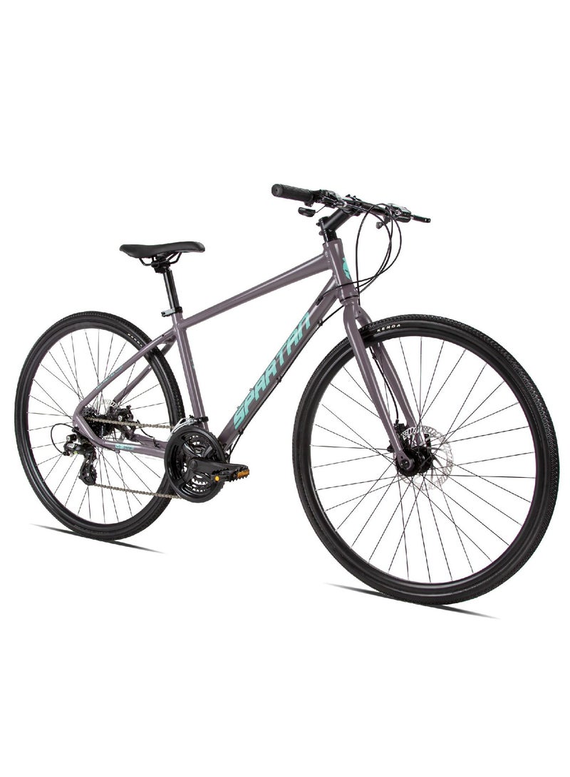 Spartan 700c Dolomite Fitness Bike | Lightweight Frame Alloy Road Bicycle | Shimano Shifters & Rear Derailleur | 24 Speed Cycle | Stone Grey | Frame Size Medium & Large
