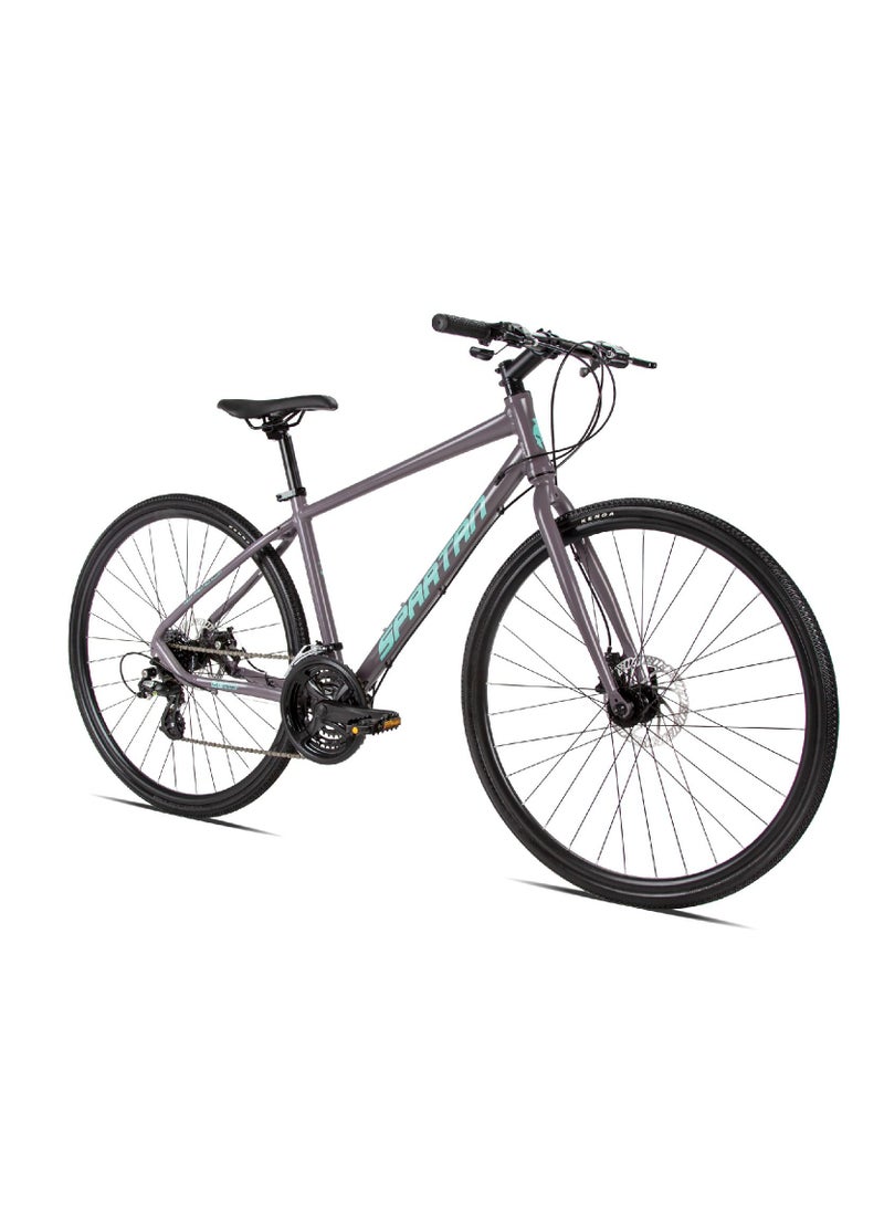 Spartan 700c Dolomite Fitness Bike | Lightweight Frame Alloy Road Bicycle | Shimano Shifters & Rear Derailleur | 24 Speed Cycle | Stone Grey | Frame Size Large