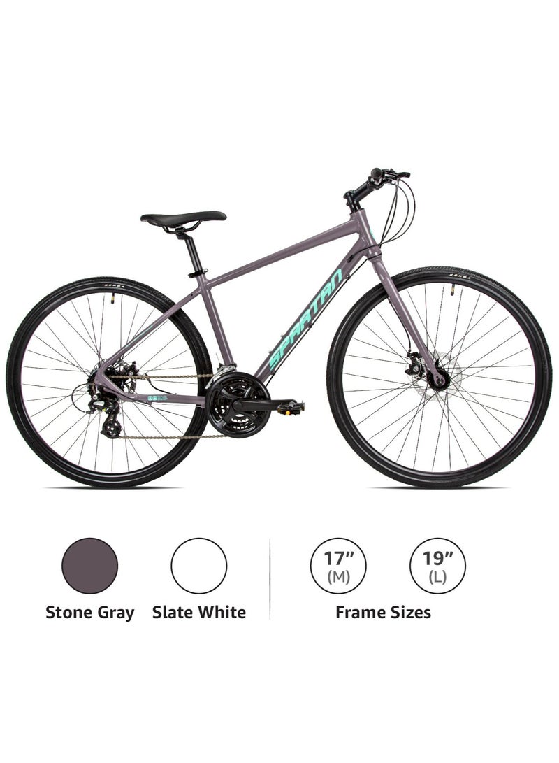 Spartan 700c Dolomite Fitness Bike | Lightweight Frame Alloy Road Bicycle | Shimano Shifters & Rear Derailleur | 24 Speed Cycle |  Stone Grey | Frame Size Medium