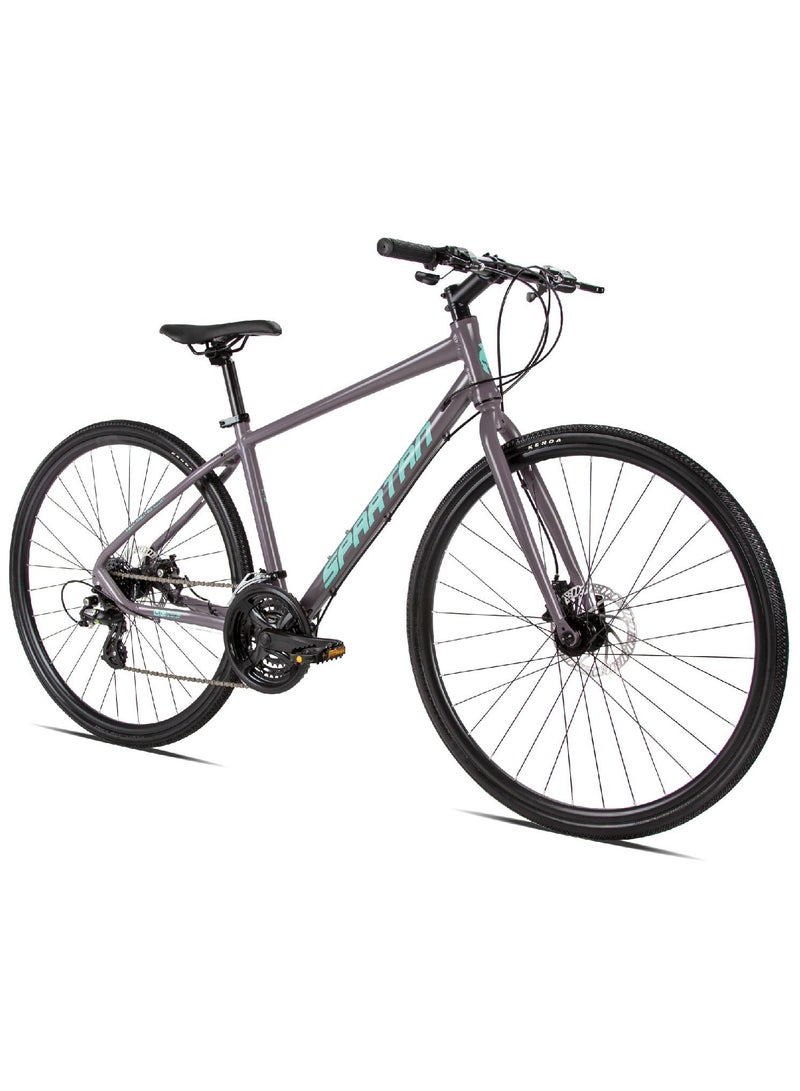 Spartan 700c Dolomite Fitness Bike | Lightweight Frame Alloy Road Bicycle | Shimano Shifters & Rear Derailleur | 24 Speed Cycle |  Stone Grey | Frame Size Medium