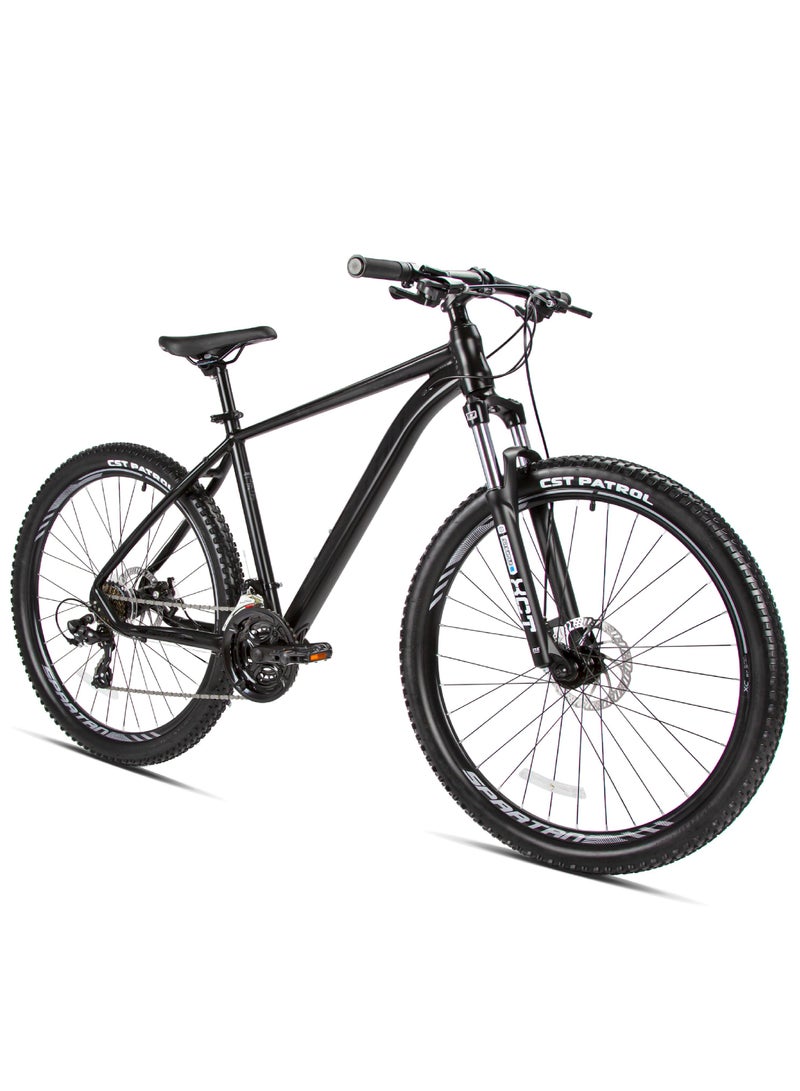 Spartan 27.5 Inches A-Line Hardtail Mountain Bicycles| Lightweight Alloy frame Rims | Gear | Disc brakes | Front Suspension | Shimano Shifters MTB Bike | Shimano Derailers - Satin Black