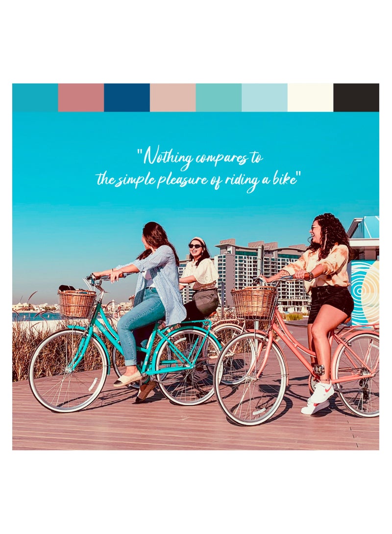 Platinum City Bike – 26 Inch – Bikes With Gears For Women – Cruiser Bicycle For Ladies – Includes Rear Rack, Vintage Basket And Stand, Comfort Saddle – Commuter Bicycles - Desert Sage