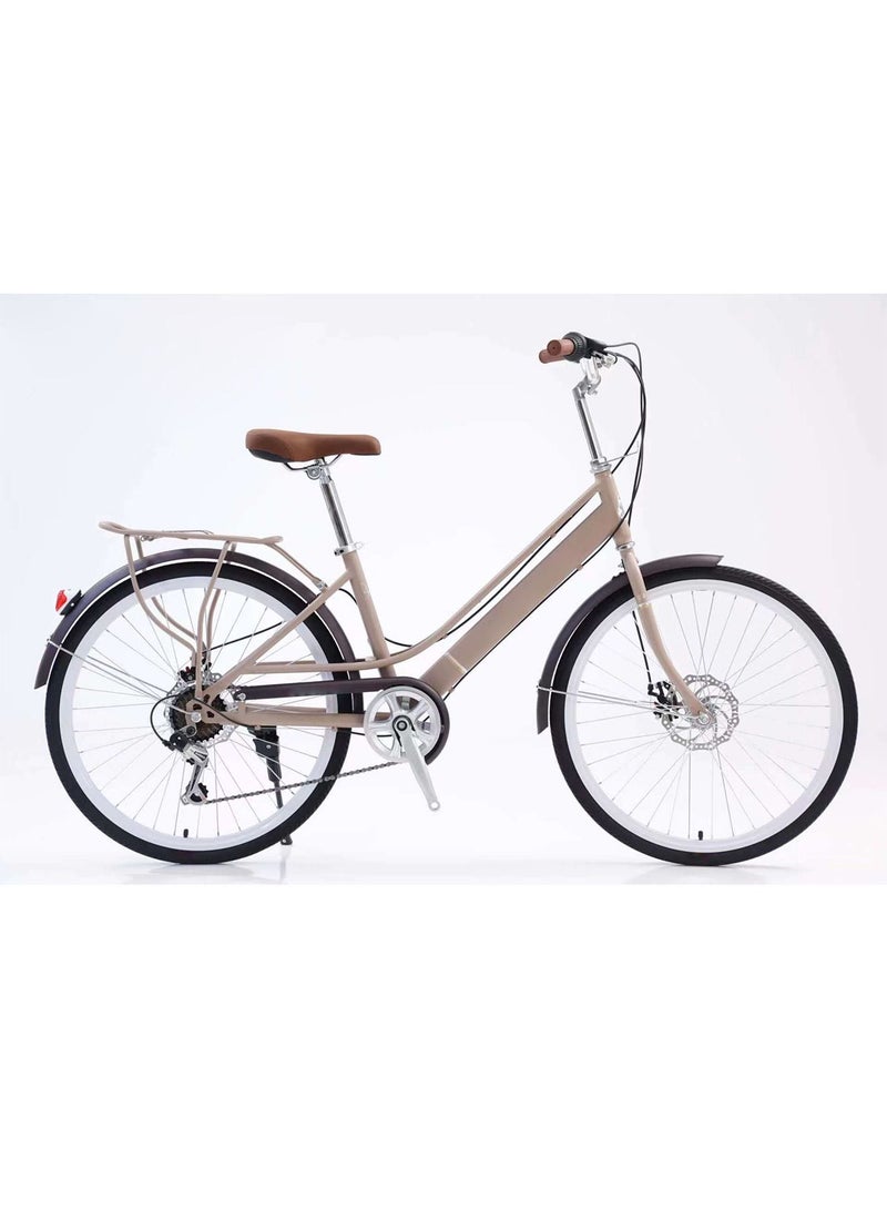 Lady Bike 24 Inch Retro Urban Bicycle Women Step-Through 7 Speed Commuter