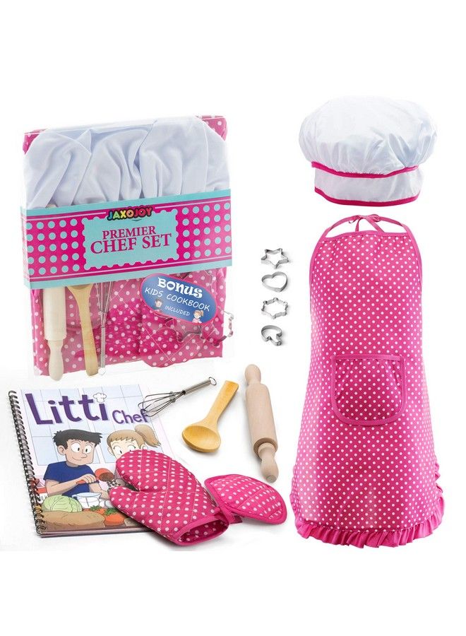 Kids Cooking And Baking Chef Set For Little Girls Complete Cooking Sets Toddler Dress Up & Pretend Play Costume Clothes Kit W/ Pink Kid Chef Apron & Accessories Kids Kitchen Toys 35 Years Old