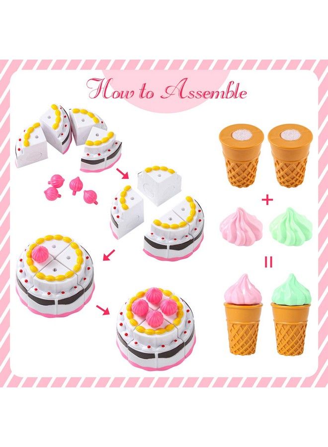 Pretend Desserts Food Toy 15 Pcs Play Food Desserts Set For Kids Kitchen Play Dounts For Toddlerstoy Food Ice Cream Cupcake Baking Plastic Play Food For Girls Boys Birthday Gift