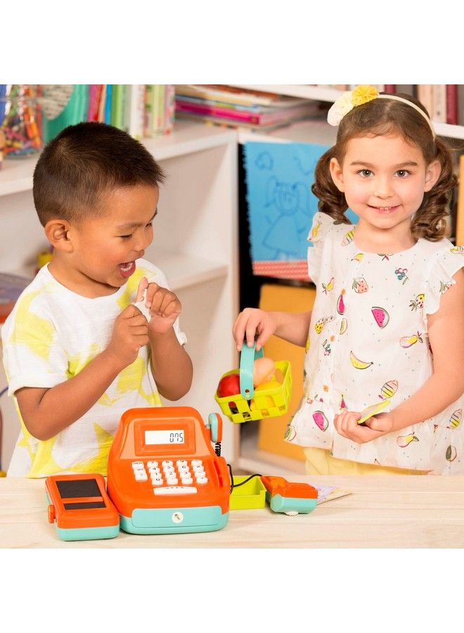 Cash Register Toy Playset Pretend Play Kids Calculator Cash Register With Accessories For 3+ (26Pieces) Orange