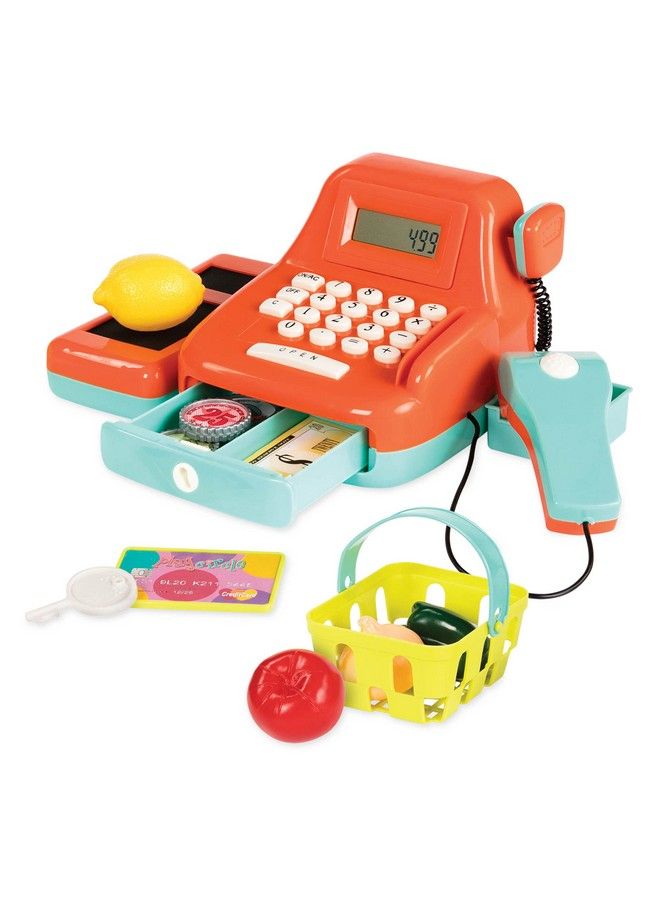 Cash Register Toy Playset Pretend Play Kids Calculator Cash Register With Accessories For 3+ (26Pieces) Orange