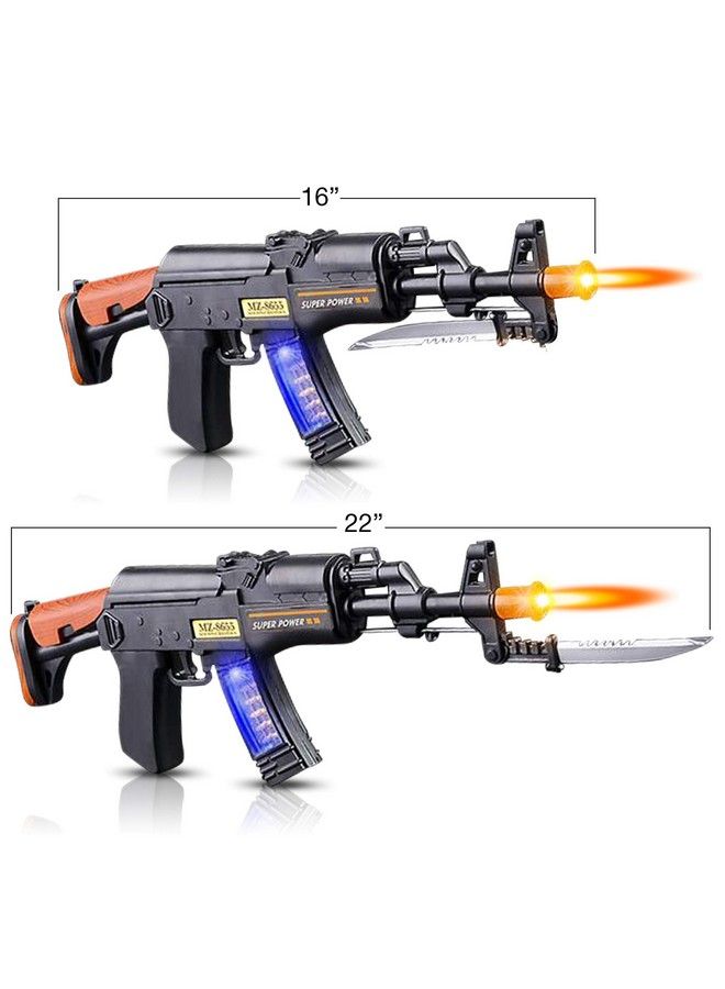 Light Up Toy Machine Gun With Folding Bayonet By Artcreativity Cool Led Sound And Vibration Effect 16 Inch Pretend Play Military Submachine Pistol Great Gift For Boys And Girls