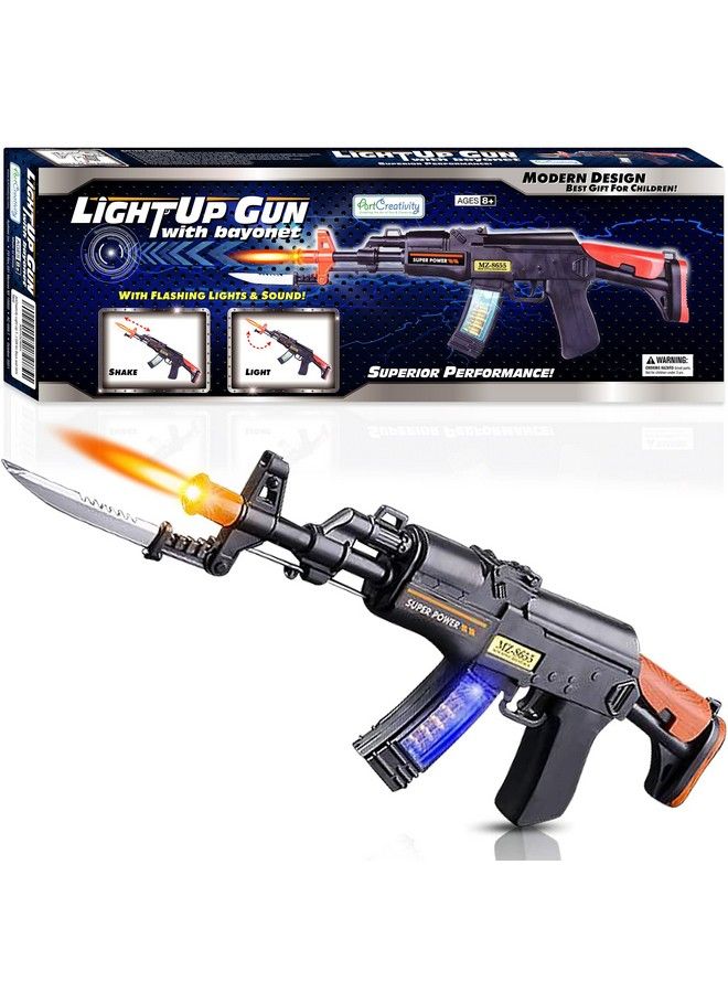 Light Up Toy Machine Gun With Folding Bayonet By Artcreativity Cool Led Sound And Vibration Effect 16 Inch Pretend Play Military Submachine Pistol Great Gift For Boys And Girls