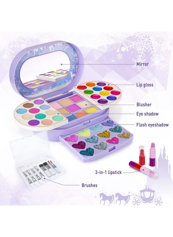 Kids Washable Makeup Kit Fold Out Makeup Palette With Mirror Make Up Toy Gifts For Girls Safety Tested Non Toxic