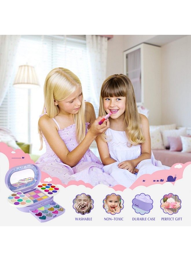 Kids Washable Makeup Kit Fold Out Makeup Palette With Mirror Make Up Toy Gifts For Girls Safety Tested Non Toxic