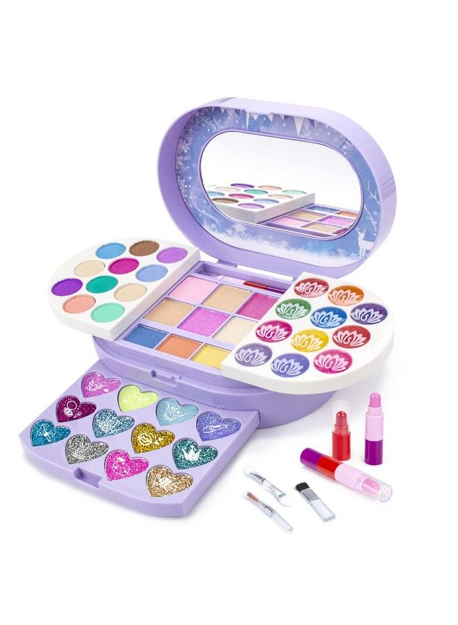 Kids Washable Makeup Kit Fold Out Makeup Palette With Mirror Make Up Toy Gifts For Girls Safety Tested Non Toxic