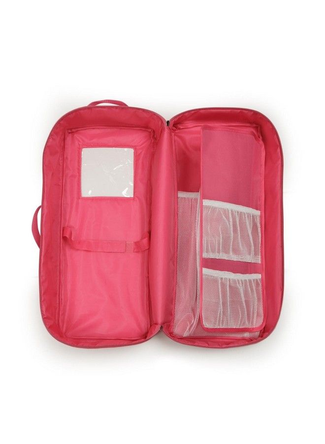 Toy Doll Travel Case With Popup Bed With Bedding For 18 Inch Dolls Pink