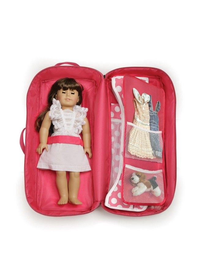 Toy Doll Travel Case With Popup Bed With Bedding For 18 Inch Dolls Pink