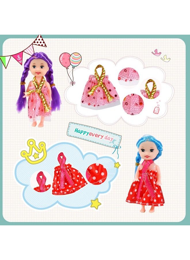 Mini Dolls For Girls，3 Inch Little Dolls Girl Dolls For Dollhouse，Include 10 Pieces Girl Small Dolls 10 Sets Handmade Doll Clothes