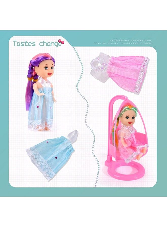 Mini Dolls For Girls，3 Inch Little Dolls Girl Dolls For Dollhouse，Include 10 Pieces Girl Small Dolls 10 Sets Handmade Doll Clothes
