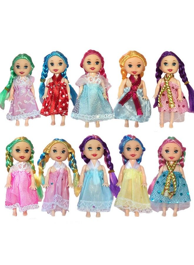 Mini Dolls For Girls，3 Inch Little Dolls Girl Dolls For Dollhouse，Include 10 Pieces Girl Small Dolls 10 Sets Handmade Doll Clothes