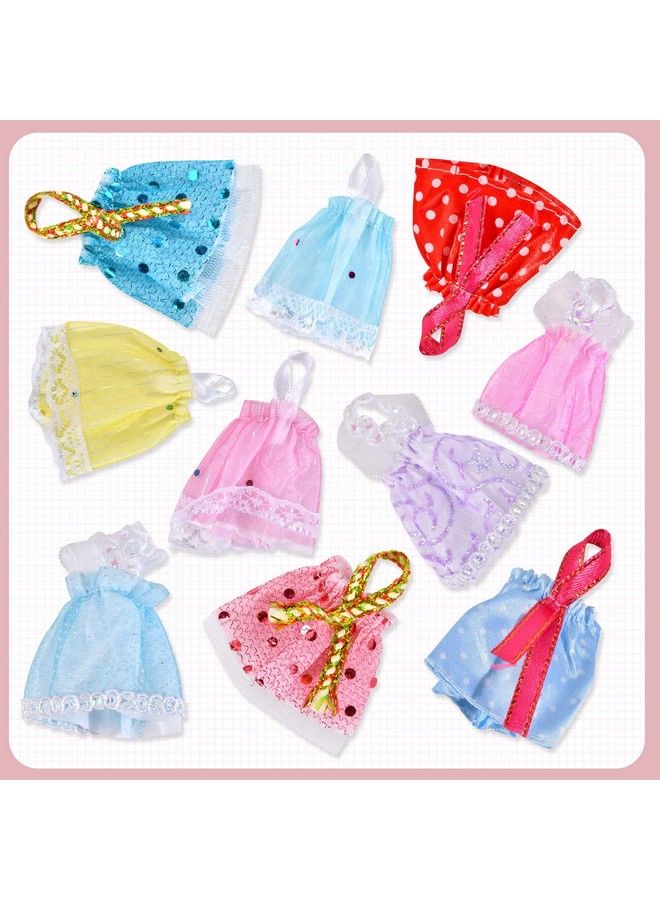 Mini Dolls For Girls，3 Inch Little Dolls Girl Dolls For Dollhouse，Include 10 Pieces Girl Small Dolls 10 Sets Handmade Doll Clothes