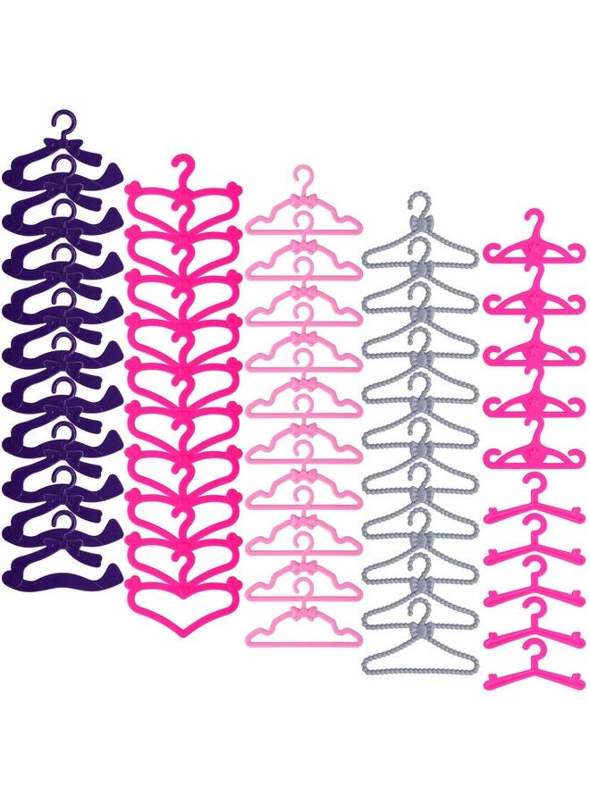 50 Packs Small Doll Cloth Hangers For 11.5 Inch Girl Dolls For Plastic Hanging Dress Closet Accessories Mixed Packaging