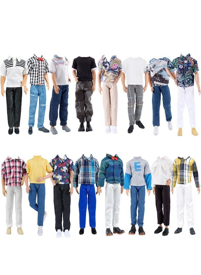 6Item Fantastic Pack = 3 Sets Fashion Casual Wear Clothes Outfit + 3 Pairs Shoes For 12 Inch Boy Doll Clothes Random Style