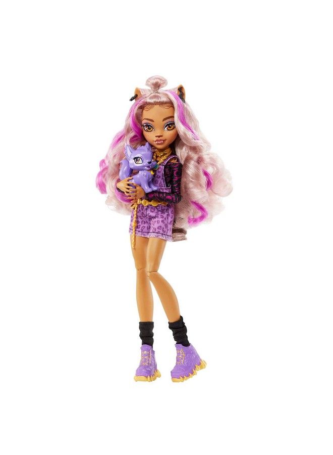 Clawdeen Wolf Fashion Doll With Purple Streaked Hair Signature Look Accessories & Pet Dog