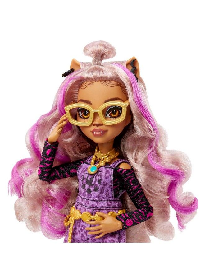 Clawdeen Wolf Fashion Doll With Purple Streaked Hair Signature Look Accessories & Pet Dog