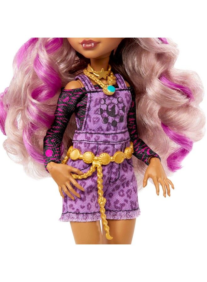Clawdeen Wolf Fashion Doll With Purple Streaked Hair Signature Look Accessories & Pet Dog