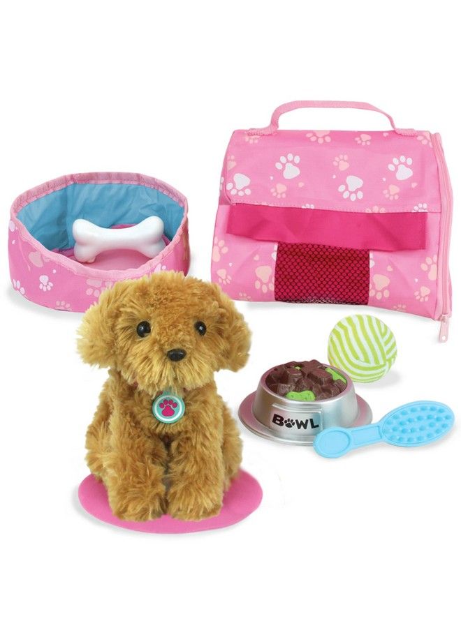 Pets For 18 Inch Dolls Complete Puppy Dog Play Set Perfect Doll Toy For 18 Inch Dolls & More! Cuddly Dog Leash Carrier Bed Food & Play Dog Accessories