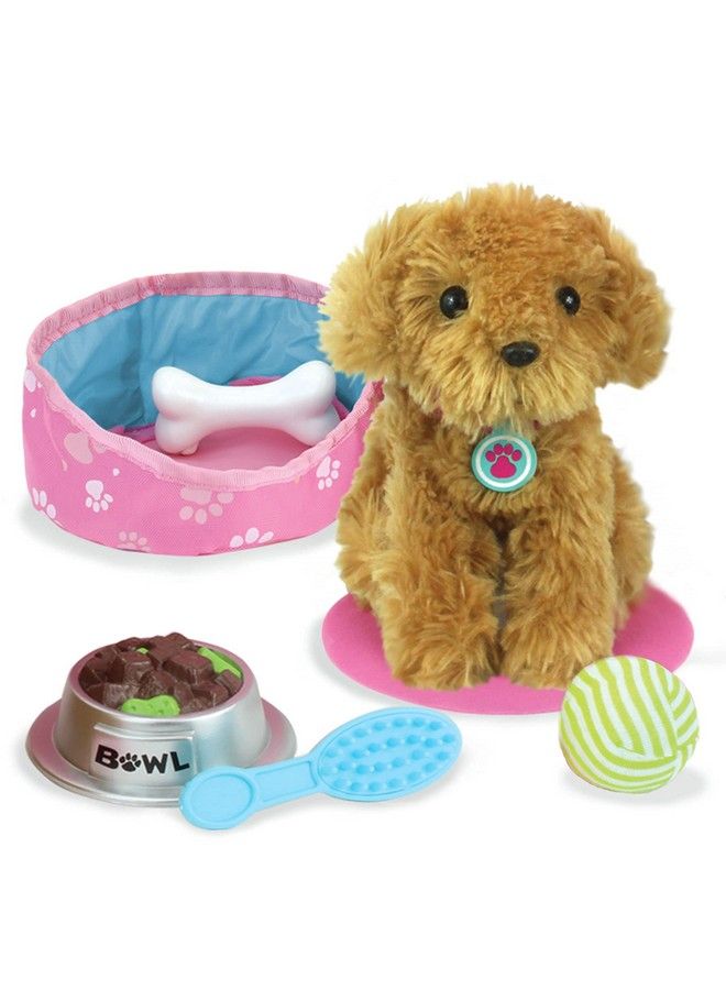 Pets For 18 Inch Dolls Complete Puppy Dog Play Set Perfect Doll Toy For 18 Inch Dolls & More! Cuddly Dog Leash Carrier Bed Food & Play Dog Accessories